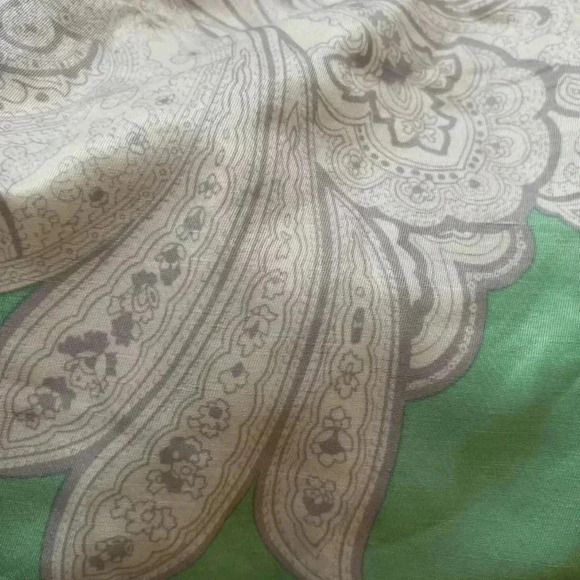 Banana Republic White Green Paisley Dipped Pencil Skirt Linen Size 0P Petite - Picture 5 of 6